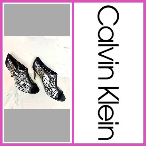 Calvin Klein Kailani Black And White Peep Toe Heel - Picture 1 of 12